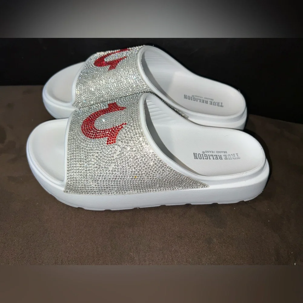 True Religion Stallion Rhinestone Logo Slide Sandal women’s size 8 - Picture 9 of 9